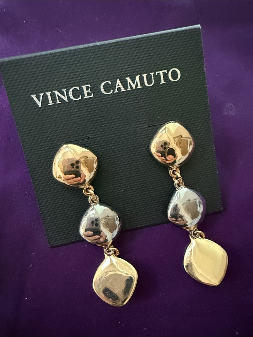 Vince Camuto Two-Tone Dangle Earrings in Gold and Silver